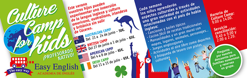 Campamento urbano de Inglés en Cáceres para niños, Culture Camps Kids infantil en Cáceres